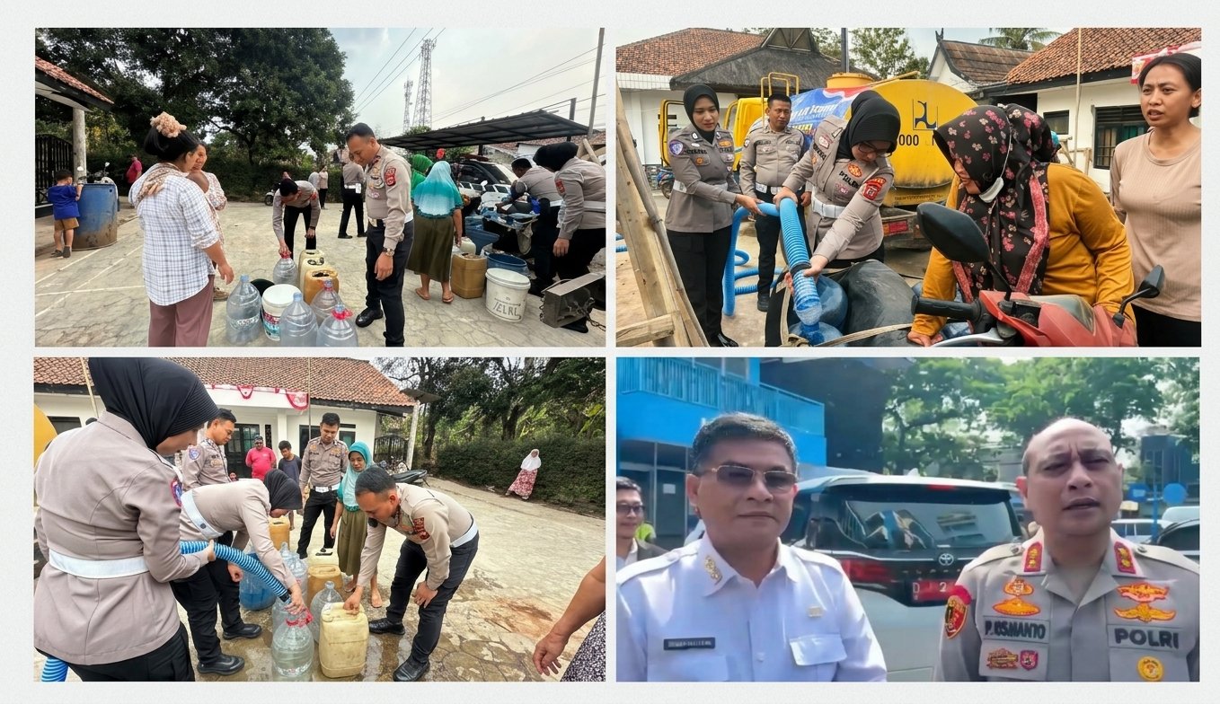 Polisi Salurkan Toren Air untuk Warga Terdampak Kekeringan