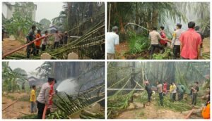 Polres Hulu Sungai Utara Lakukan Pemadaman Karhutla di Desa Teluk Daun Amuntai Utara, Api Berhasil Dikendalikan