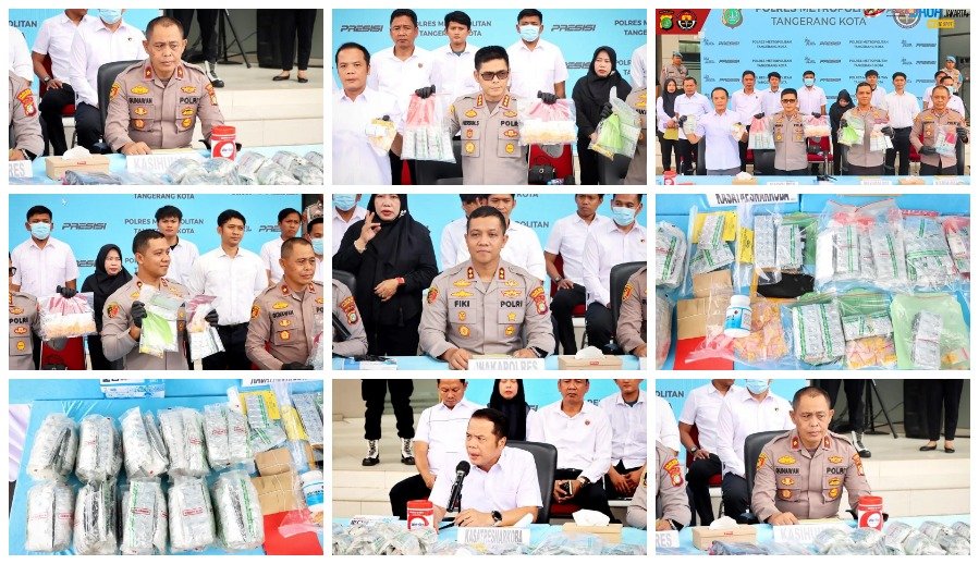 Polres Metro Tangerang Kota Bongkar 37 Kasus Narkoba, 44 Tersangka Diciduk, Ribuan Obat Berbahaya Disita
